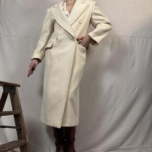 Minimalist vintage Gianfranco Ferre wool blend white ivory trench made in Italy